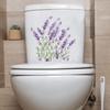 Lavender Toilet Sticker Removable Self-adhesive Waterproof PVC Living Room Bathroom Wall Art Purple-color Flower Toilet Lid Decoration Decal