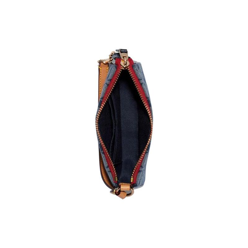 COACH clutch bag Nolita 15 Metal Logo Chambray Presbyopia Printed All Over Signature Chambray and Smooth Leather Mahjong Underarm Shoulder Small