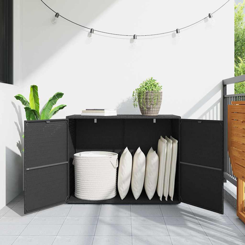 Vidaxl Garden Cabinet, Black, 100X55.5X80 Cm, PE Rattan