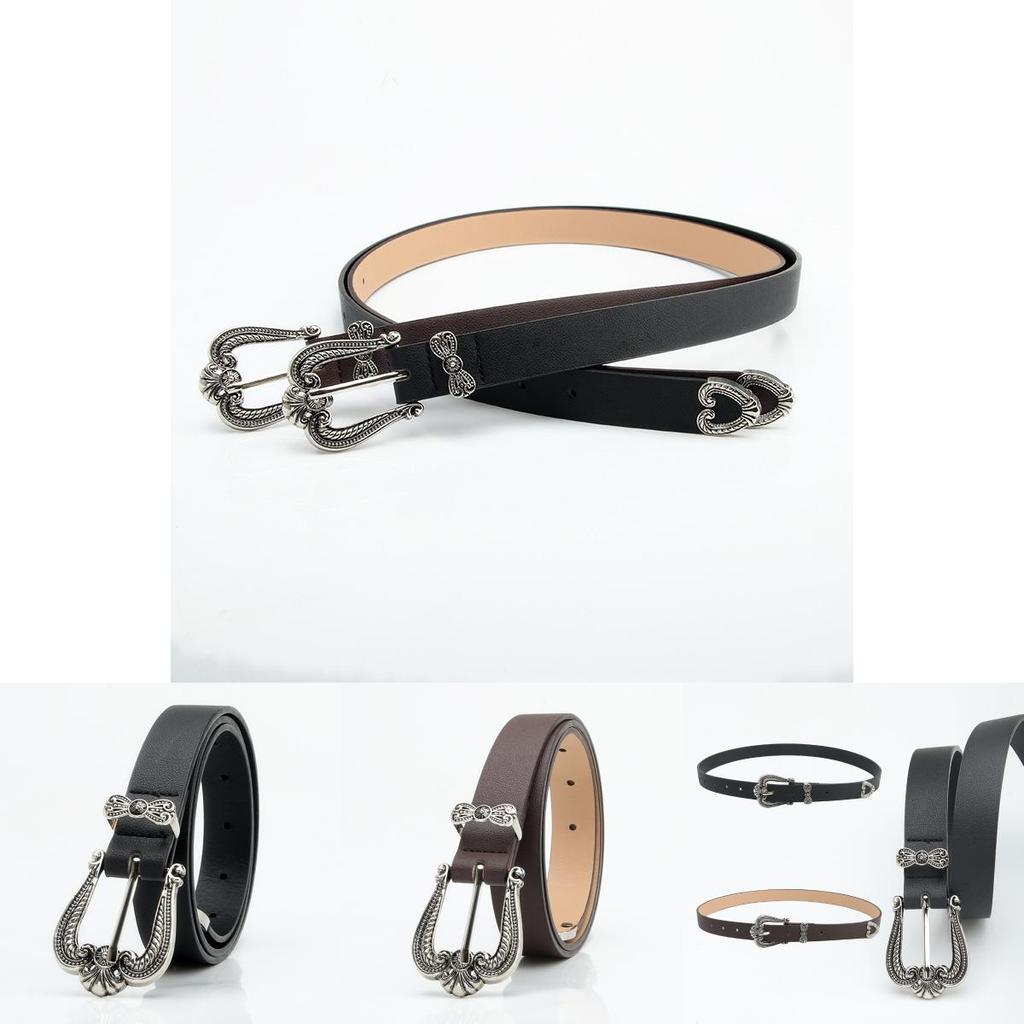 Vintage Crown Pattern Alloy Buckle Leather Belt For Women Stylish Jeans Accessories