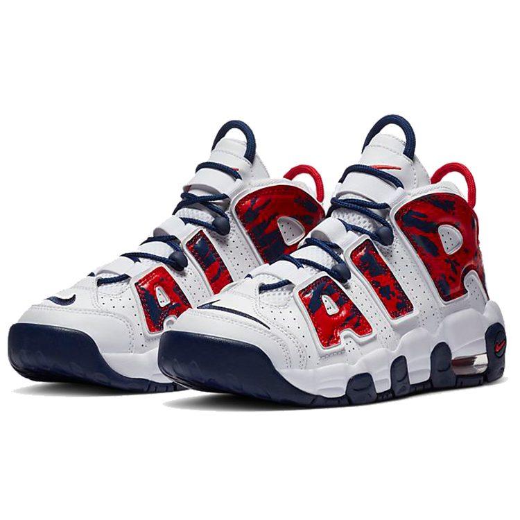 Nike Air More Uptempo Biały Niebieski Czerwony Kamuflaż GS CZ7885-100