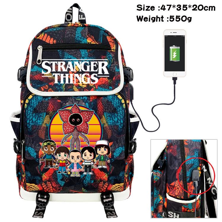 Stranger things Student backpack USB charging backpack