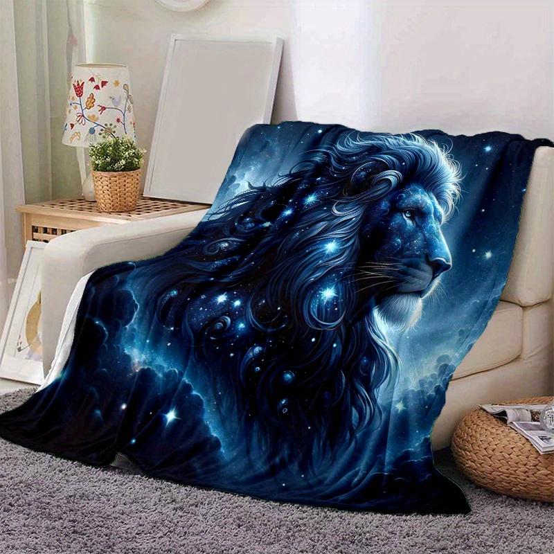 

1pc Starry Sky Majesty Lion Blanket Soft Throw for Home Decor, Living Room, Travel, Camping, Car Blankets, Beach 80x120cm