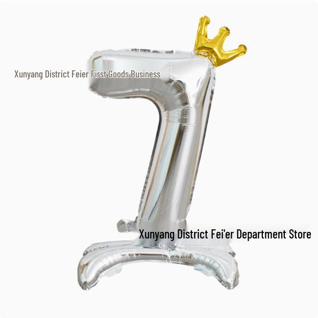 32-Inch Ins Style Digital Standing Crown Base Foil Balloon for Children's First Birthday