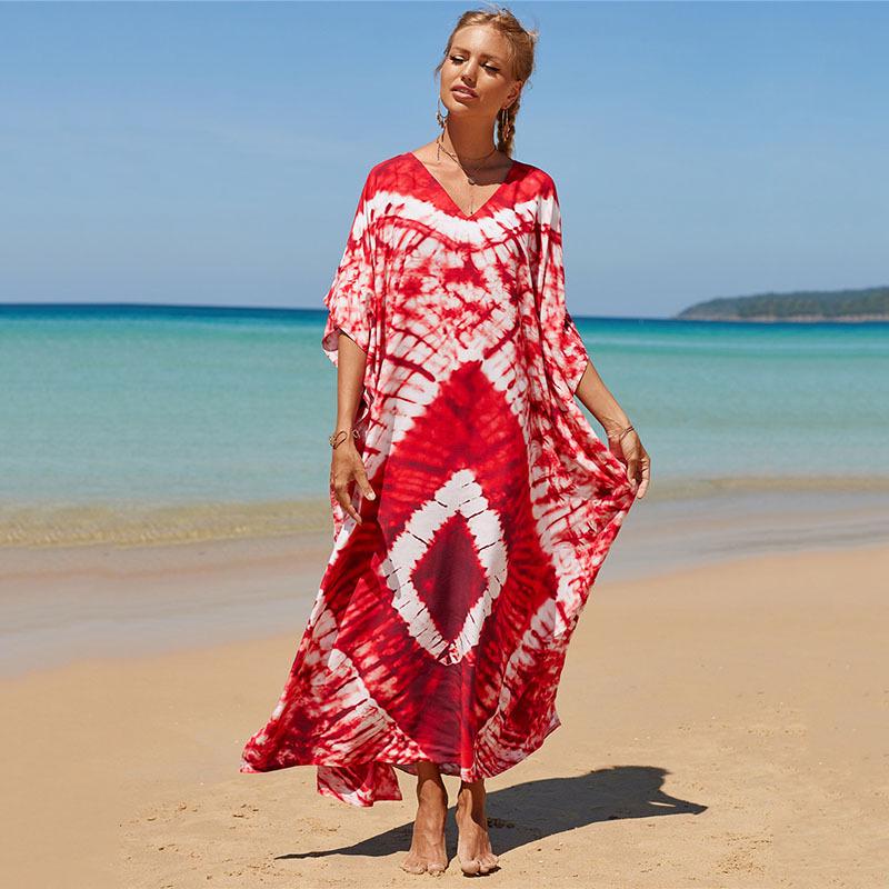 Europäische & Amerikanische Baumwolle Wasserzeichen-Druck Strand Sonnenschutz Überwurf Robe für Badeurlaube