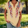 Damen Freizeit Locker Sitzend Kurzarm Knopf V-Ausschnitt Blumenmuster Bluse Top Leicht Atmungsaktiv Sommerhemd