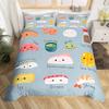 Japan Sushi King Queen Duvet Cover Marine Life Bedding Set Cartoon Japanese Food Quilt Cover Colorful Polyester Comforter Cover