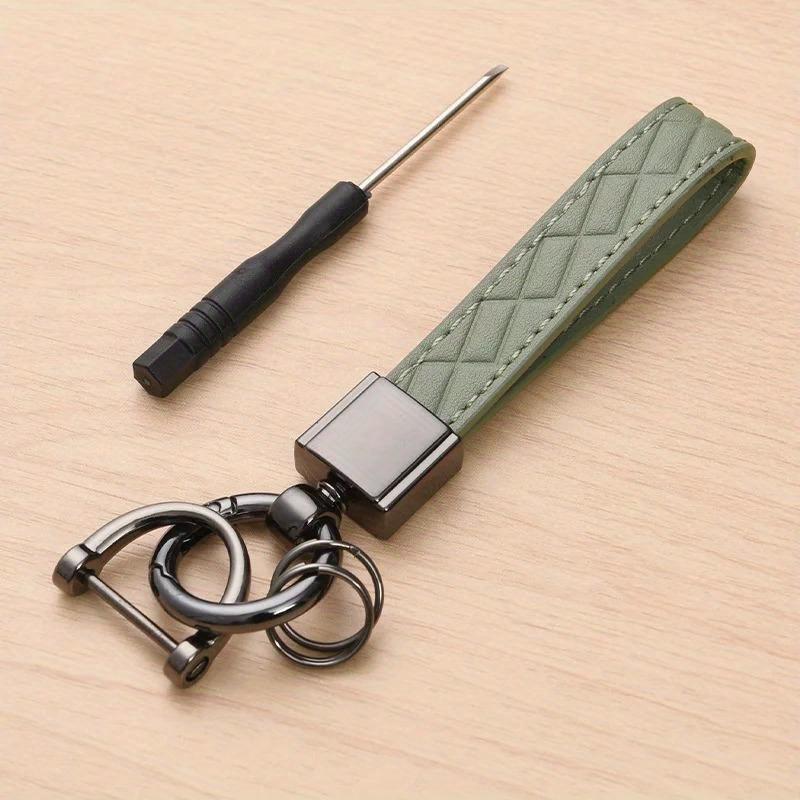 Luxury PU Leather Plaid Keychain Women Men Key Chain Accessories Car Key Ring Minimalist Style Key Holder Gift