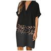 Women's Casual Fashion Print Short Sleeve Patchwork V-Neck Knee-Length Dress