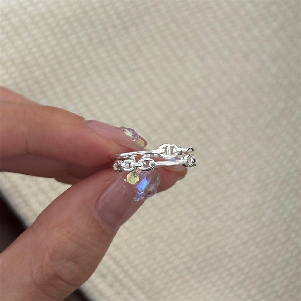 Retro S ring does not fade, light luxury index finger ring, open ring.