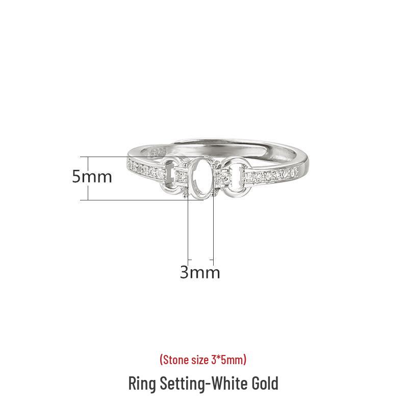 

S925 Sterling Silver Minimalist Ring Setting with Jade Amber for Men and Women Adjustable