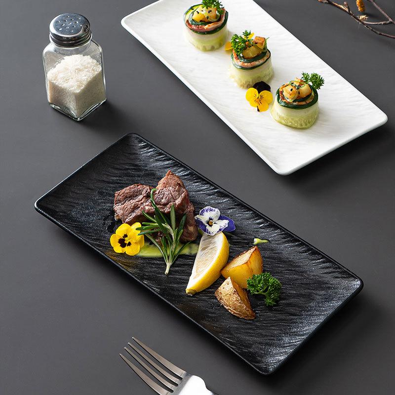 Pp Stone Textured Rectangular Serving Plate Durable For Sushi Home Restaurant Daily Use