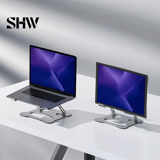 Heavy Duty Laptop Riser Foldable Stand for Desk, Portable Height Adjustable Computer Cooling Holder, Ergonomic Ventilated Notebook Tablet Holder