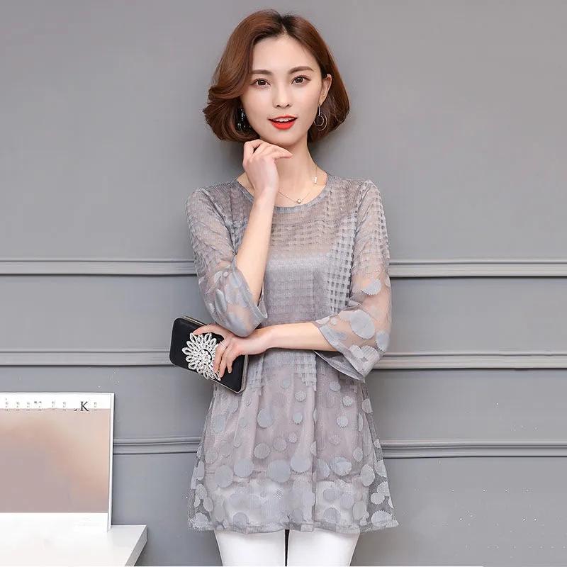 BLACK Women Summer Blouses Shirt Chiffon Women Tops Plaid Half Sleeves Women Blouses Plus Size Blusas White Red Black Lace Solid Color Shirt