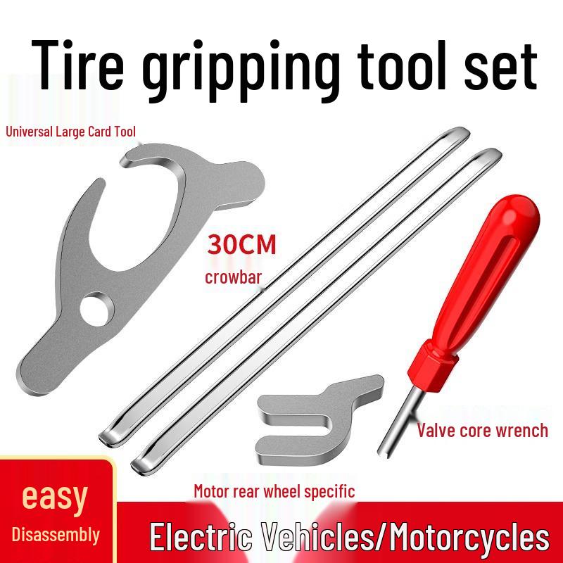 3-teiliges Newcomer Exklusiv Reifenreparaturset: Ausbauwerkzeug, Brecheisen, Vakuum-Reifendrücker