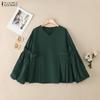 ZANZEA Women Casual V-Neck Puff Long Sleeve Loose Blouse
