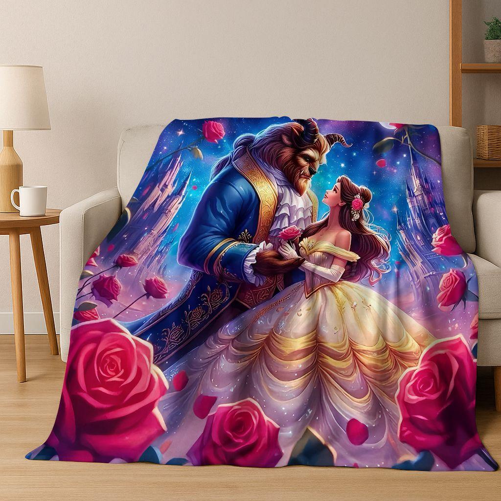 3D-Flanelldecke mit dem Motiv „Die Schöne und das Biest“ – warm, kuschelig und perfekt für Zuhause, Schlafzimmer, Bett oder Sofa. Ideal als Geschenk für Kinder.