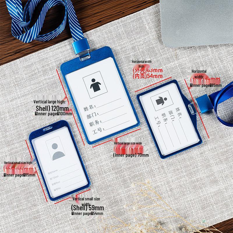 Aluminum Alloy ID Card Holder with Crystal Buckle Lanyard for Employees and Students