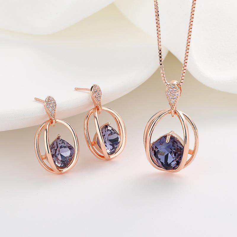 

Модные женские серьги с кристаллами и бриллиантами, ожерелье, серьги, комплект ювелирных изделий