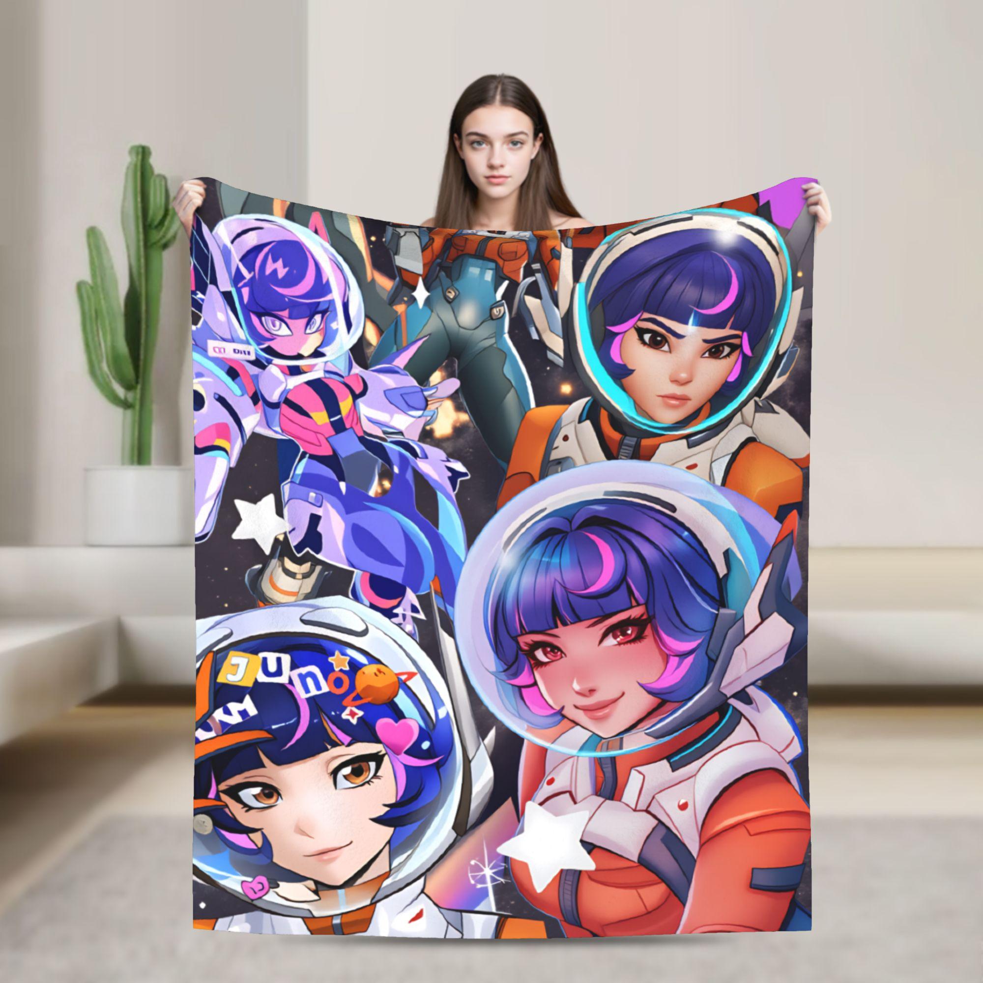 Игровое одеяло Overwatch Трейсер Уинстон Теплое Мягкое Плюшевое Постельное Белье Пледы для Дивана Кресла Кровати Фланелевое Покрывало Покрытие для Кровати Size: 75*100cm, Weight: 230 GSM
