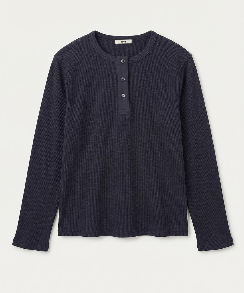 Loteu Waffle Button T-Shirt_2 Color