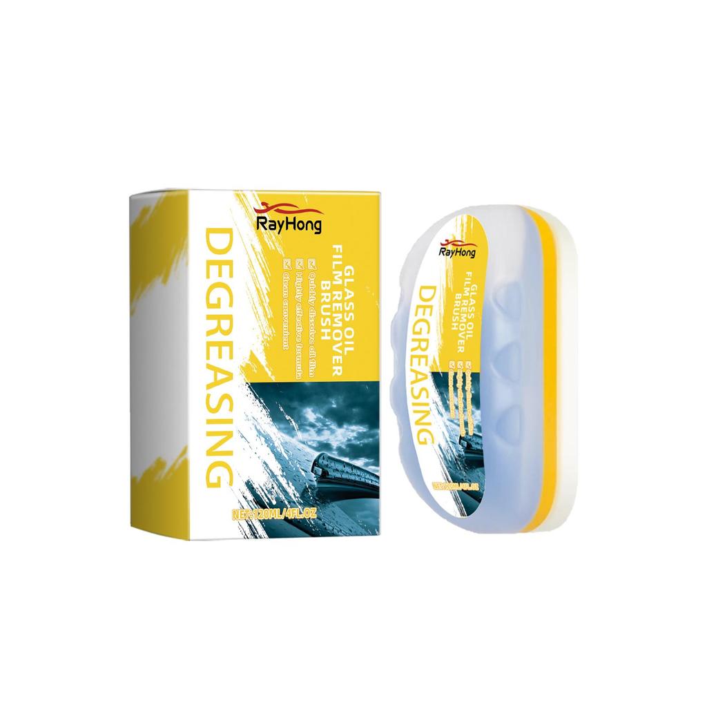 RAYHONG Car Glass Cleaning Brush & Glass Degreaser, Stain Removal & Water Repellent, Windshield Rainproof Cleaner, 120ml