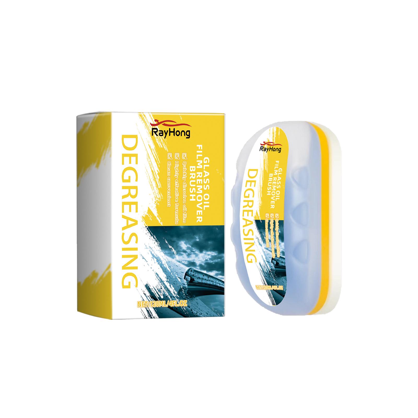 Rayhong Car Glass Cleaning Brush & Glass Degreaser, Stain Removal & Water Repellent, Windshield Rainproof Cleaner, 120ml