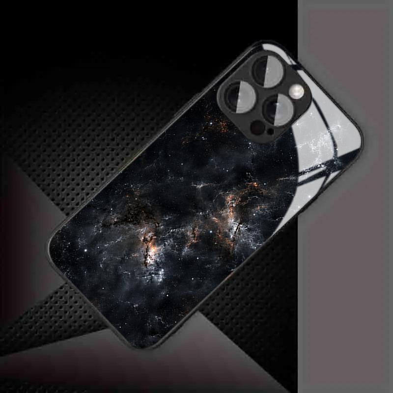 Galactic Nebula Tempered Glass Phone Case for iPhone 17 Pro Max 16 15 14 Plus 13 12 11 Pro Max 16E 17Air X XR XS 7 8 SE2 Cover