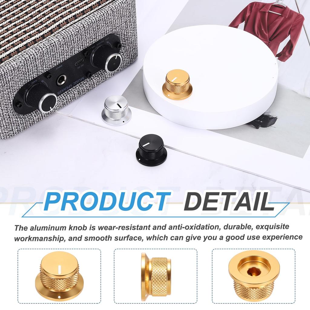 Uxcell 4pcs Aluminum Knobs Inch Volume Tone Control Top Hat Knobs for Guitar Mixer Amplifier Gold 1/4