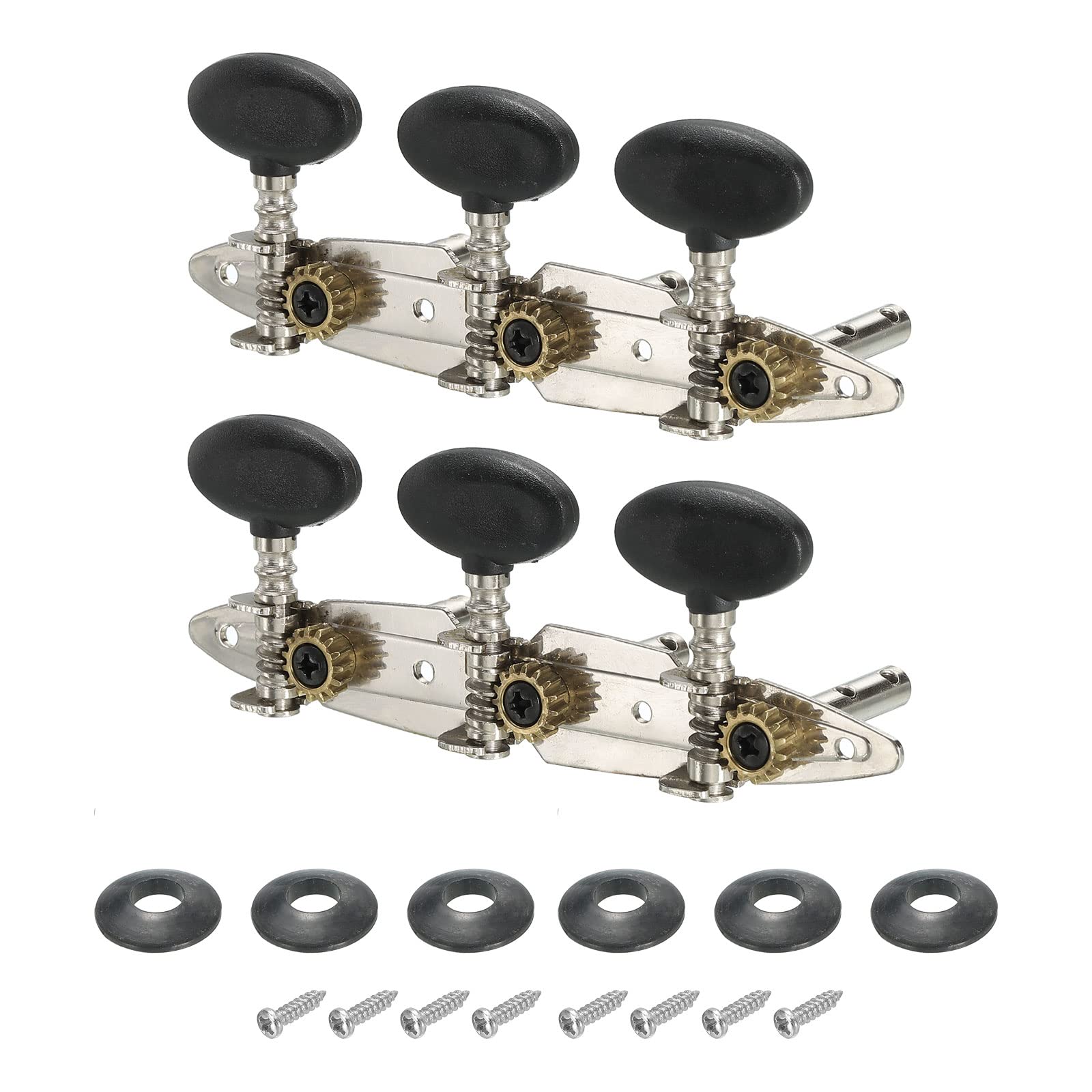 

PATIKIL Guitar Tuner Machine Heads 3+3 Set Tuning Key String Pegs for Classical Guitar with Black Buttons