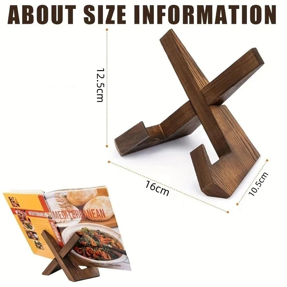 Wooden Menu Display Stand Hanging Cookbook Bookshelf Recipe Organizer Dining Room Kitchen
