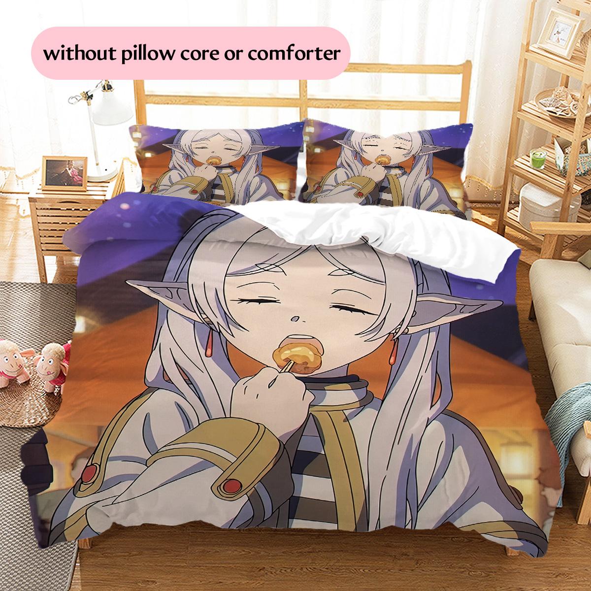 

Frieren: Beyond Journey s End Pattern Bedding Quilt Set Home Decoration Gift (1 * duvet cover + 2 * pillowcase without core) 135x200cm