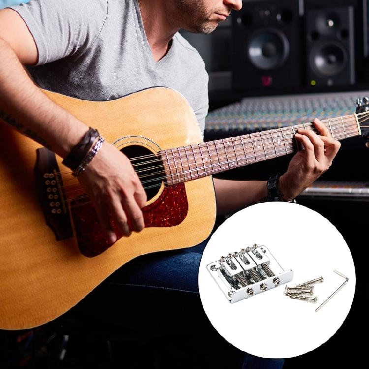 Electric Guitar Bridge Saddles 3 String Fixed Hardtail Bridge With Srews And Wrench Hardtail Bridge Guitar Part