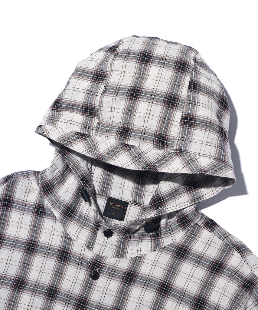 Pendulum Oversized Check Hoodie Shirt Lq2Yu329_Ivory