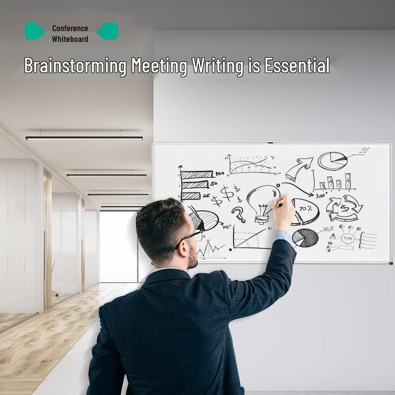 Deli 180x90cm Magnetic Wall-Mounted Whiteboard Set