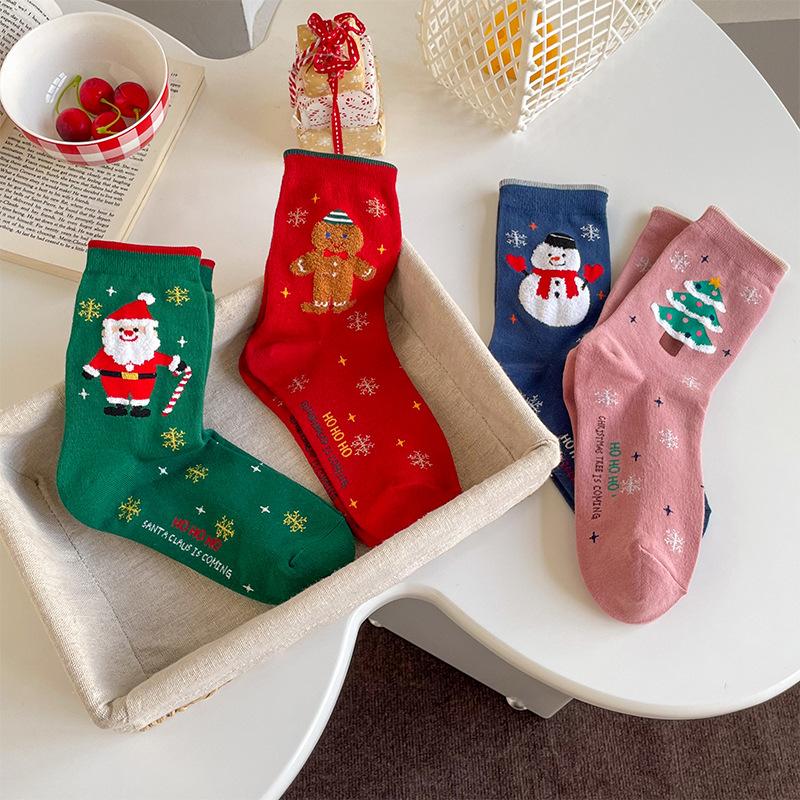 1/4 Paare Cartoon Weihnachtsstrümpfe Niedlicher Schneemann Weihnachtsmann Winter Warme Socken Weihnachtsdekoration Für Zuhause Neujahrsbedarf Geschenk