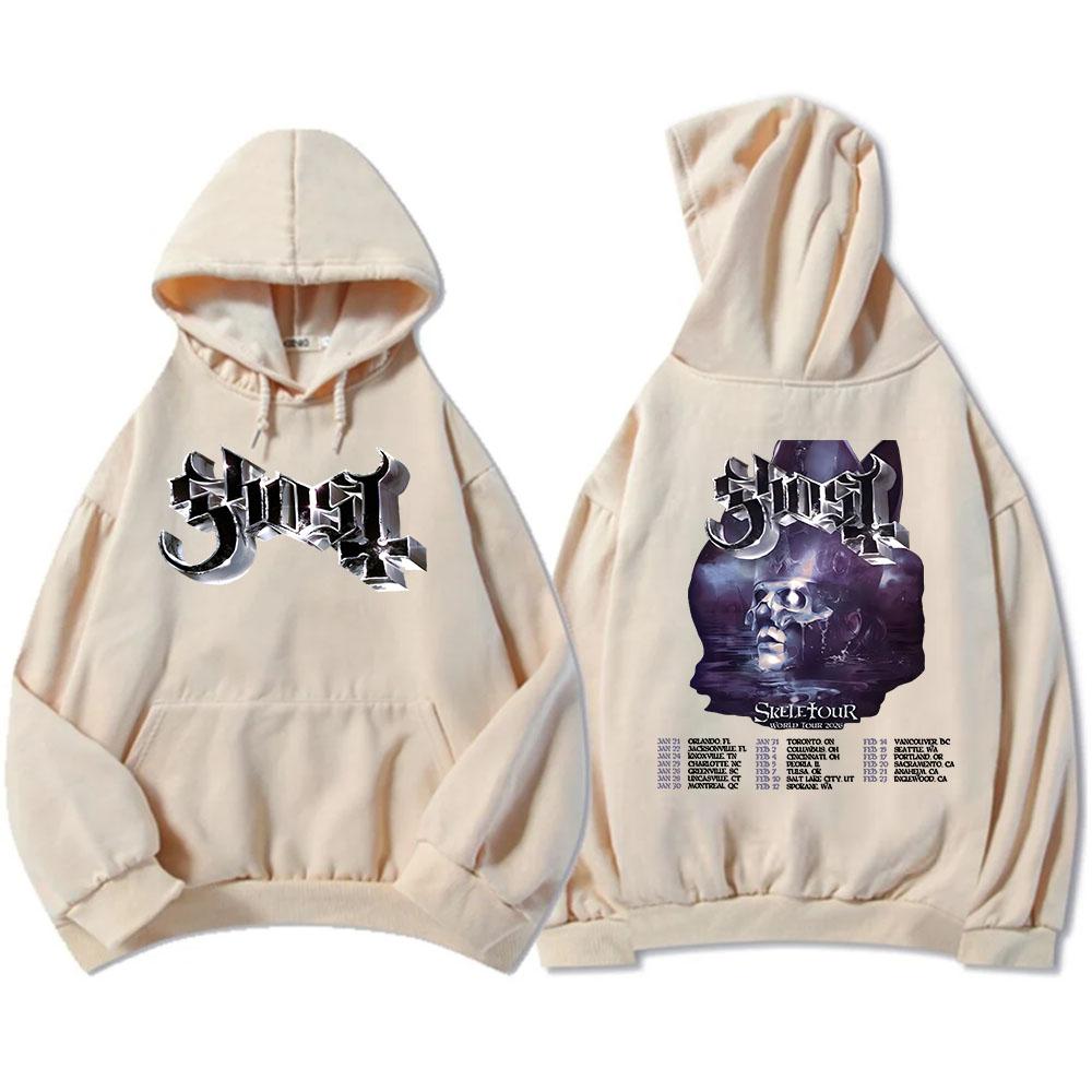 Ghost Skeletour World Tour 2026 Hoodies Rock Band Street Style Fashion Sweatshirts Winter Fleece Hooded Pullovers Men Women Tops