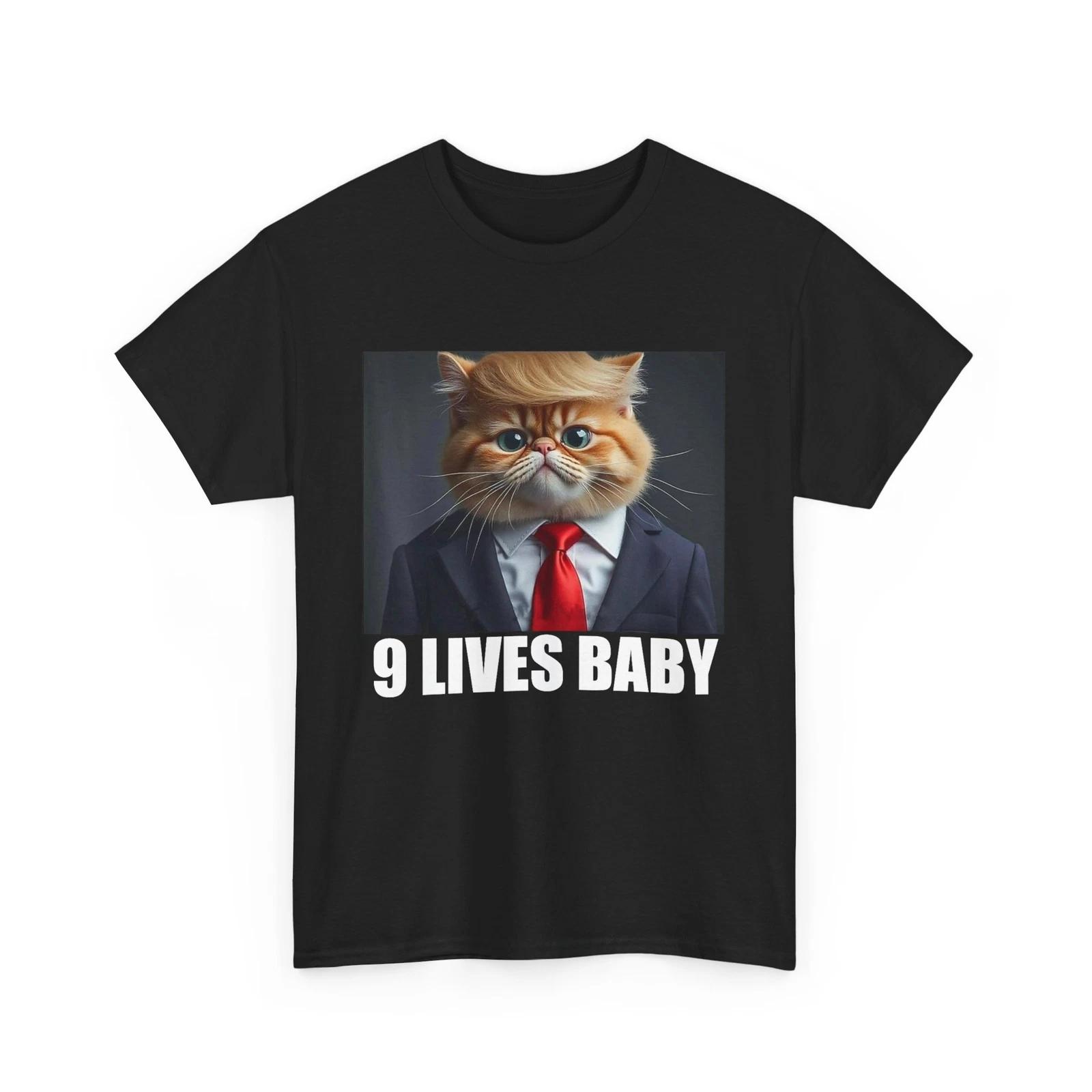 Cat Trump 9 Lives Baby T-Shirt, Funny Cat Trump 9 Lives Baby Tee Shirt M