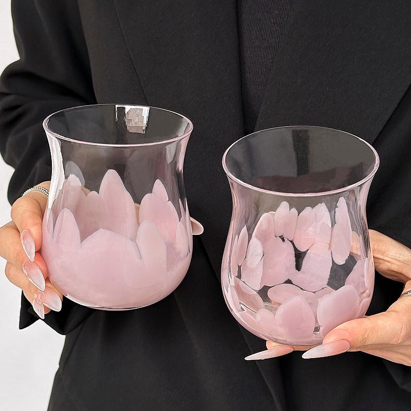 Künstlerische Lila Kiesglas Kaffeetasse Kreativer Umgekehrter Becher für Saft, Milchkaffee Bierbecher, Whiskeybecher