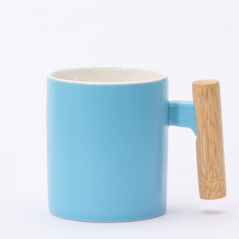 Simple International Wooden Handle Ceramic Mug Milk Coffee Tea Cup Event Gift