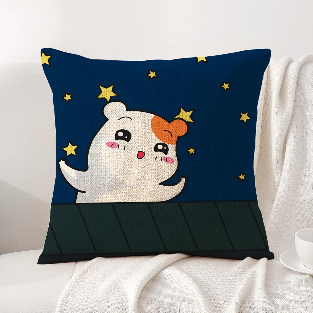 Cute E-Ebichus Cushion Cover Natural Linen Organic Fabric Double-Sided Printing Sofa Home Decor Gift Pillow Cover