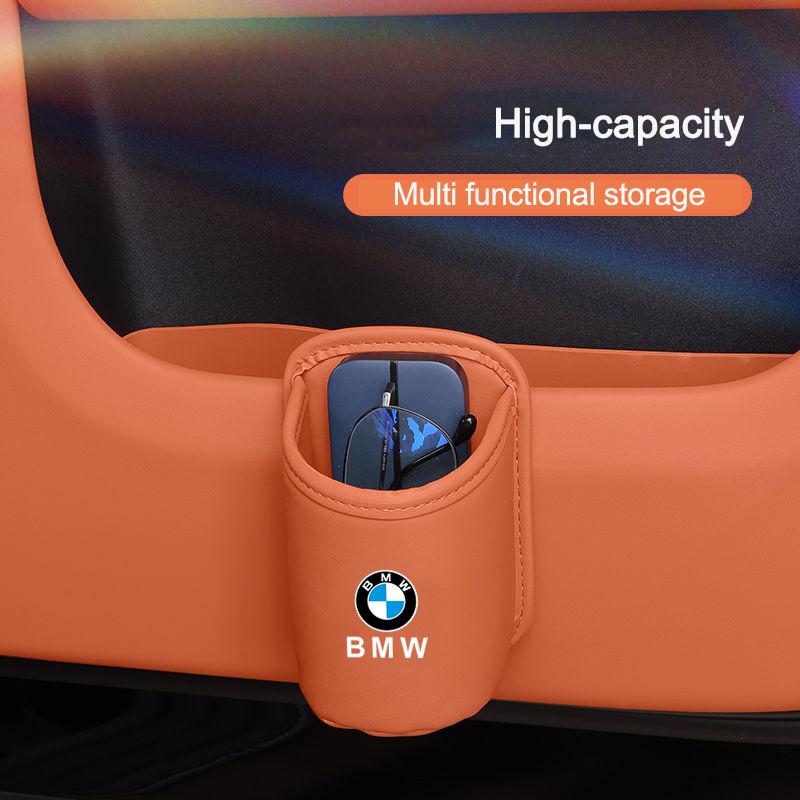1pcs Car Water Cup Stand Rear Seat Drink Rack Leather Water Cup Box For BMW i7 X7 G07 LCI iX I20 X1 U11 3 5 7 Series G70 G09 XM gzdf57