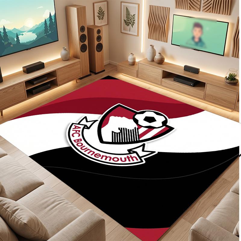Tappeto in Velluto di Cristallo con Stampa del Bournemouth Football Club, Comodo Assorbente d'Acqua Antiscivolo Tappeto per Pavimenti Interni