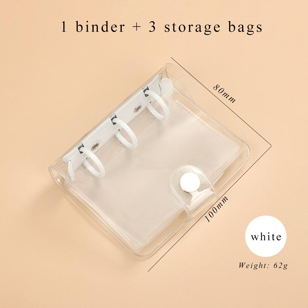 JIANWU Creative Cute Transparent 3 Ring Mini Loose-leaf Hand Book Student Portable Notebook Ring Binder Kawaii School Supplies