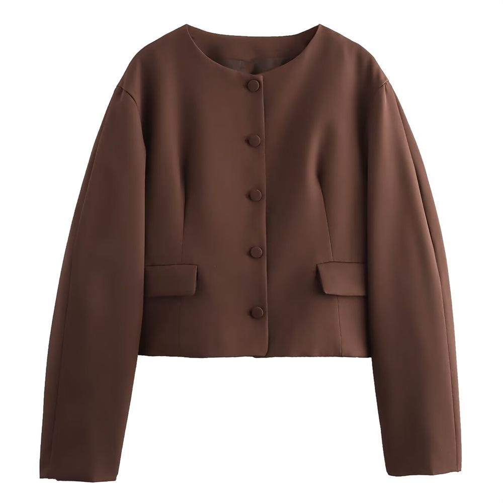 

2024 Autumn/Winter Women s Balloon Silhouette Long-Sleeved Short Suit Jacket M