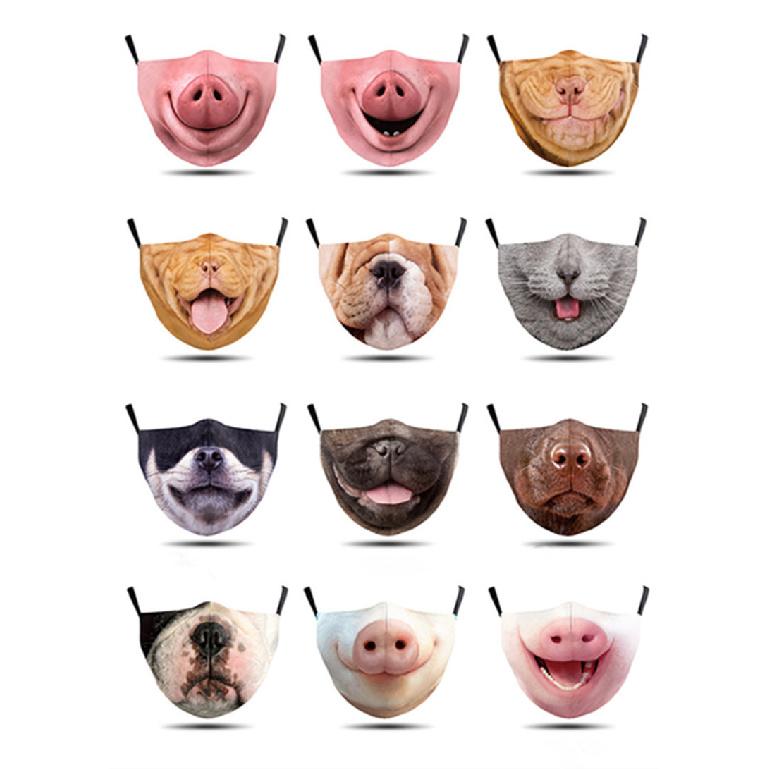 Animal Puppy Funny Mouth Anti-Haze Dustproof Adult Digital Print Protective Mask