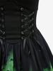Rosegal Gothic Tie Dye Ombre Bat Printed Mesh Lace Up Cross Ruched A Line Tank Dress
