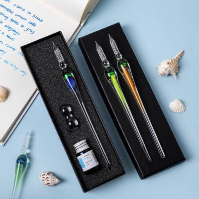 1 Set Tauchstift, schöner ergonomischer Griff, Quallenmuster, Zeichnung, Kalligraphie, Glasstift-Set für Geschenke