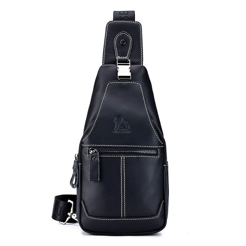 

STEEL LION Men s genuine leather breast bag, first-layer cowhide chest bag, retro casual style shoulder bag. чорний