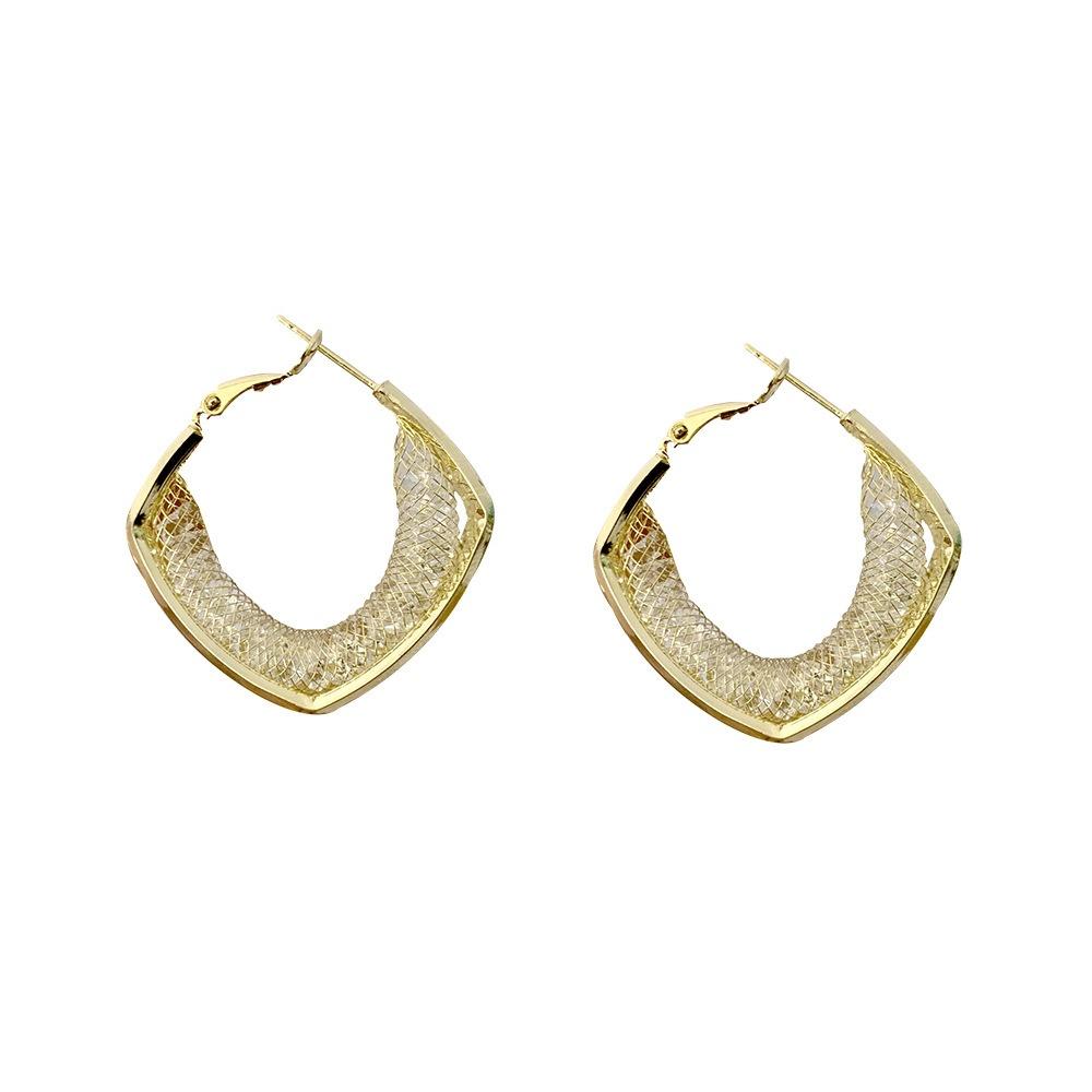 European and American Versatile Metal Mesh Broken Diamond Earrings, Personality Exaggerated Temperament Stud Earrings